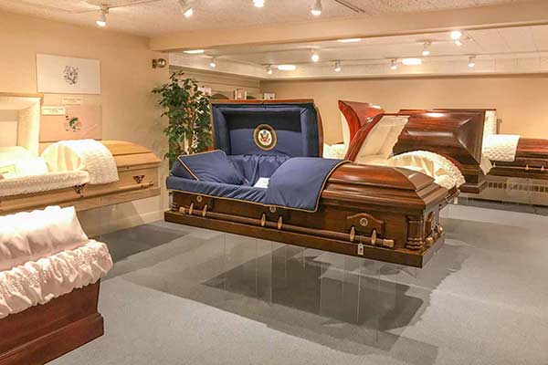 Casket Selection Room At Nordgren Memorial Chapel Funeral Home, Worcester, MA